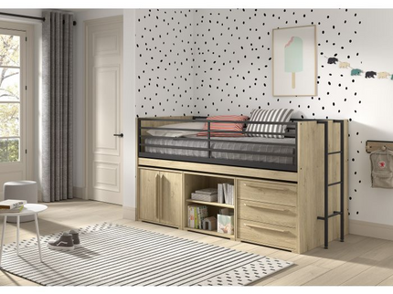 Vipack Sam Loftsäng Med Förvaring 90x200 cm, Ek
