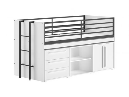 Vipack Sam Loftsäng Med Förvaring 90x200 cm, Vit