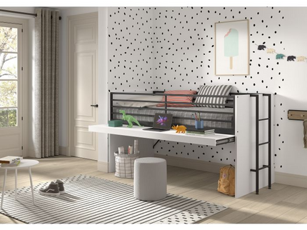 Vipack Sam Loftsäng Med Förvaring 90x200 cm, Vit