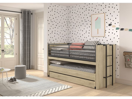 Vipack Sam Loftsäng Med Lådor Och Extrasäng 90X200 cm, Ek