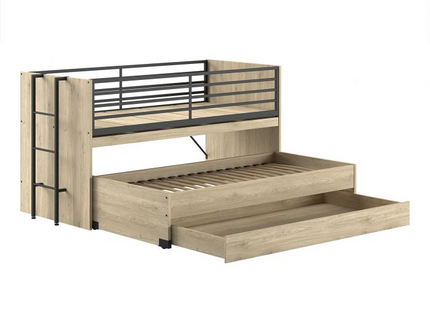 Vipack Sam Loftsäng Med Lådor Och Extrasäng 90X200 cm, Ek