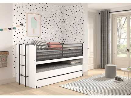 Vipack Sam Loftsäng Med Lådor Och Extrasäng 90X200 cm, Vit