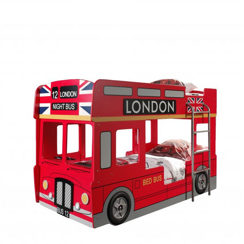 Vipack Londonbuss Våningssäng 90x200 cm, Röd