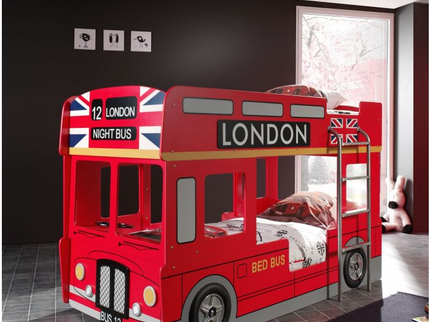 Vipack Londonbuss Våningssäng 90x200 cm, Röd