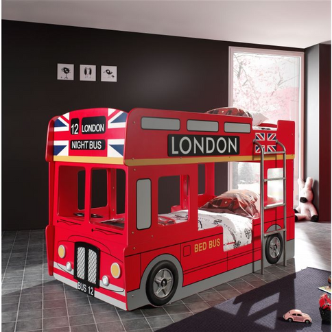 Vipack Londonbuss Våningssäng 90x200 cm, Röd