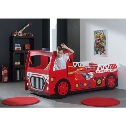 Vipack Bilsäng Brandbil 90x200 cm, Röd