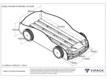 Vipack Bilsäng Panther Power 90x200 cm, Röd