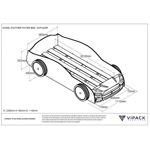 Vipack Bilsäng Panther Power 90x200 cm, Röd