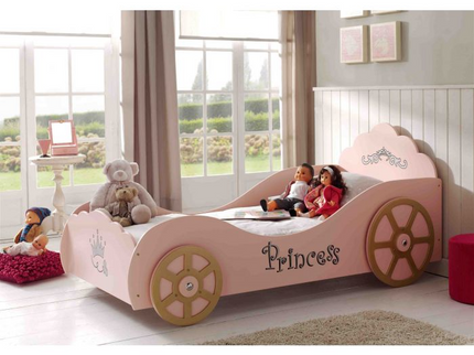 Vipack Bilsäng Princess Pinky 90x200 cm, Rosa