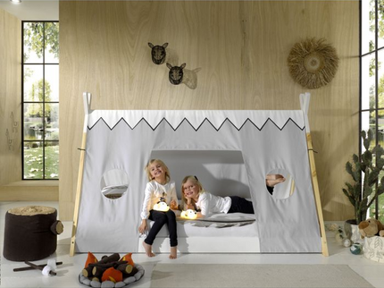Vipack Tipi Juniorsäng Med Tält 90x200 cm, Vit