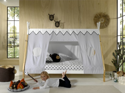 Vipack Tipi Juniorsäng Med Tält 90x200 cm, Natur