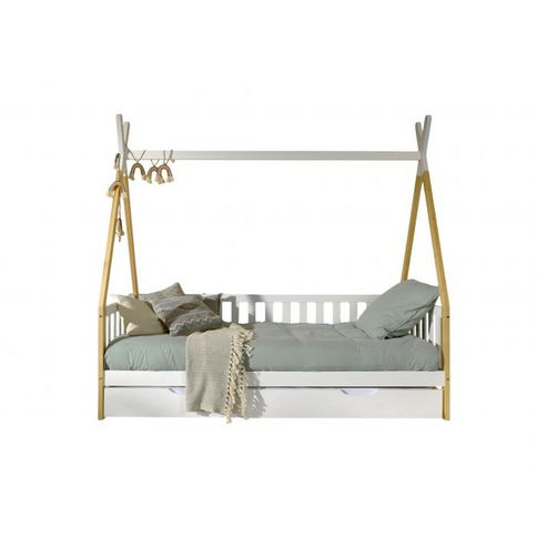 Vipack Tipi Juniorsäng Med Staket Och Låda 90x200 cm, Vit