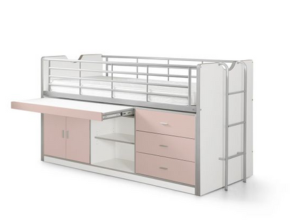 Vipack Bonny Loftsäng Säng 90x200 cm, Ljusrosa