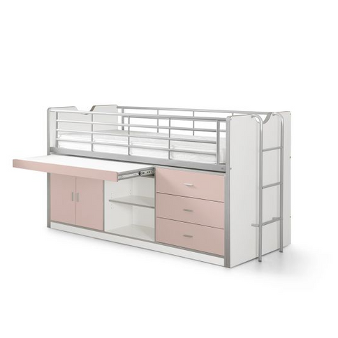 Vipack Bonny Loftsäng Säng 90x200 cm, Ljusrosa